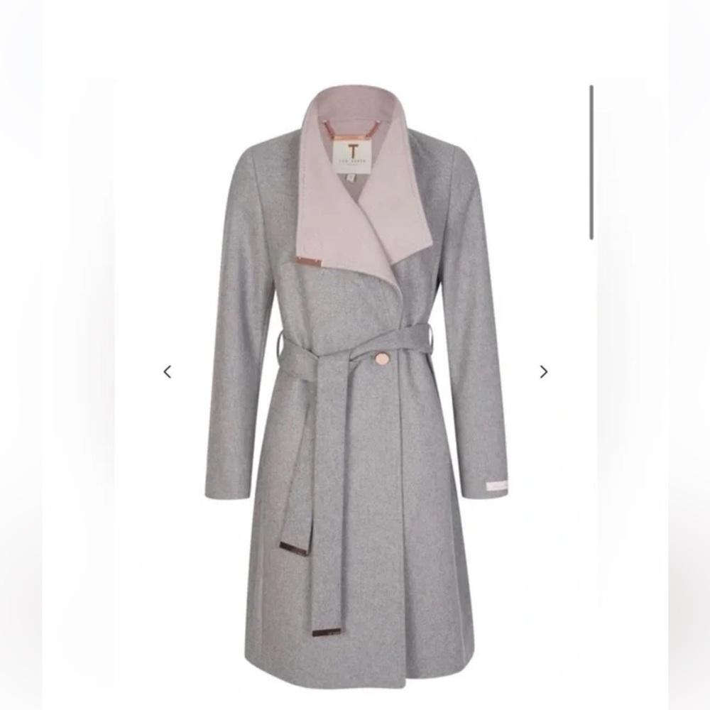 Ted Baker Belted Wrap Coat in Light Grey- 2 US Size 6
